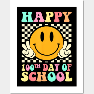 Hippie Smile Face Happy 100Th Day Of School Teacher Kids Posters and Art